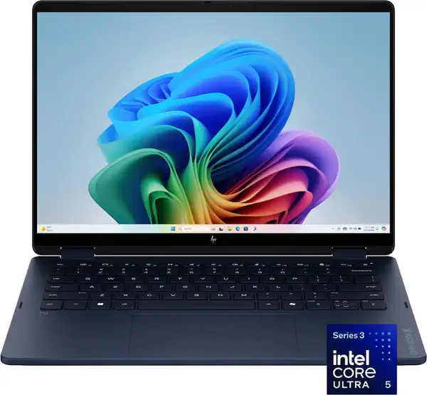 HP Omnibook X Flip 2 in 1 14-KP0013DX Laptop Intel Core Ultra 5 322, 16GB DDR5, 512GB SSD, Intel Graphics, 14" 2K IPS Touch Screen, Windows 11 Home, Atmospheric Blue