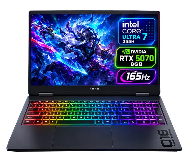 HP Omen 16-AM0020NIA Gaming Laptop Intel Core Ultra 7 255H, 16GB DDR5, 512GB SSD, NVIDIA RTX 5070 8GB Graphics, 16" 2K WUXGA IPS 165Hz, DOS, Shadow Black