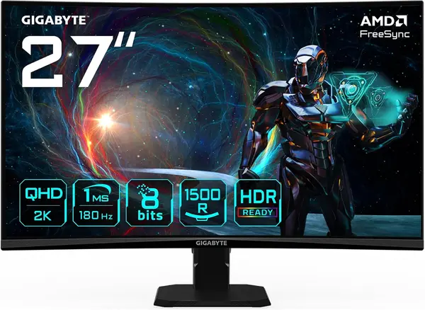 Gigabyte GS27QCA EK 27" QHD 180Hz Curved Gaming Monitor
