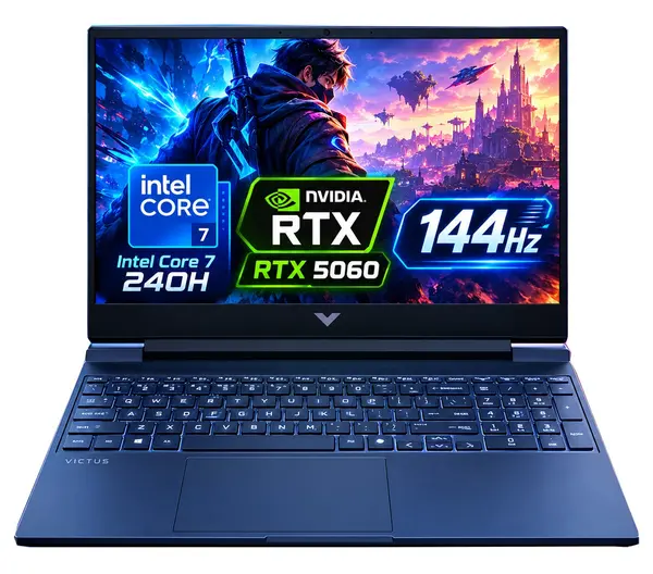 HP Victus 15-FA2114NIA Gaming Laptop Intel Core 7 240H, 16GB DDR5, 1TB SSD, NVIDIA RTX 5060 8GB Graphics, 15.6" FHD IPS 144Hz, DOS, Performance Blue