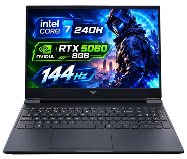 HP Victus 15-FA2115NIA Gaming Laptop Intel Core 7 240H, 16GB DDR5, 1TB SSD, NVIDIA RTX 5060 8GB Graphics, 15.6" FHD IPS 144Hz, DOS, Mica Silver