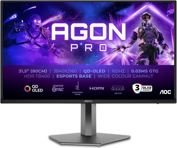 AOC AGON PRO AG326UZD 31.5 Inch 4K QD-OLED 240Hz Gaming Monitor