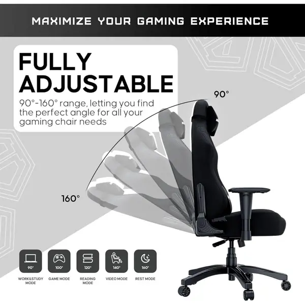 Anda Seat Luna Large Gaming Chair – Black Fabric (AD18‑44‑B‑F)