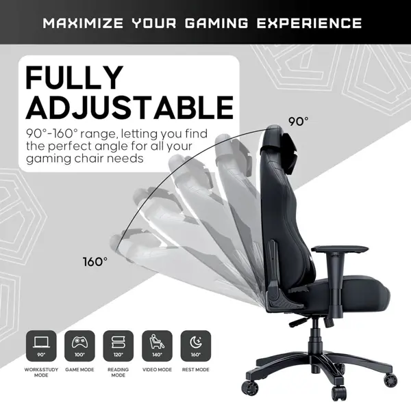 Anda Seat Luna Large PVC Gaming Chair – Black (AD18‑44‑B‑PV)