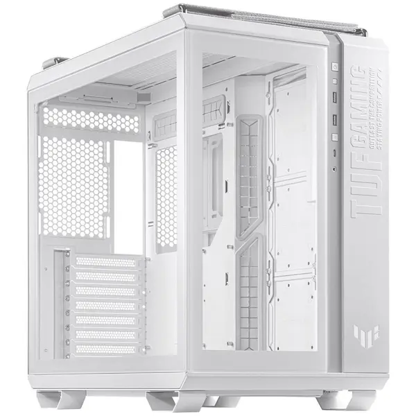 ASUS TUF Gaming GT502 Case (White) – ATX Mid‑Tower, Tempered Glass, Dual‑Chamber Design