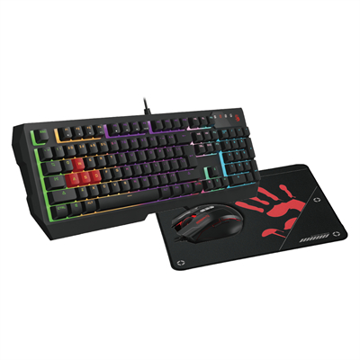 A4tech Bloody B1700 Neon Gaming Keyboard + Mouse + Mousepad Combo Set