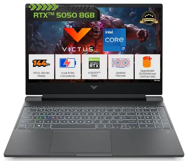 HP Victus 15-FA2309TX Gaming Laptop 13th Gen Core i7-13620H, 24GB DDR5, 1TB SSD, NVIDIA GeForce RTX 5050, 15.6" FHD, Windows 11 Home, Mica Silver
