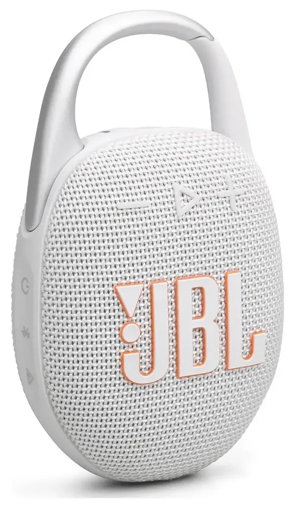 JBL Clip 5 Ultra-Portable Bluetooth Speaker, IP67 Waterproof and Dustproof, Up To 12 Hours Of Playtime, White