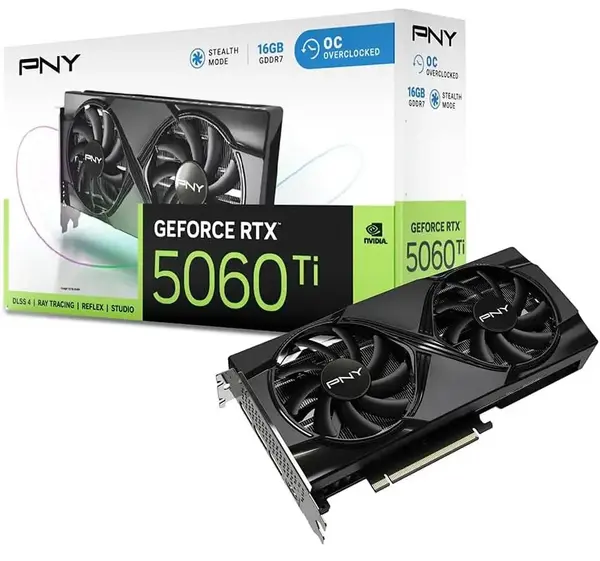 PNY NVIDIA GeForce RTX 5060 Ti OC Dual Fan 16GB GDDR7 Graphics Card