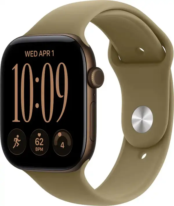 Apple Watch Series 12 (GPS) 46mm Aluminum Case with Sand Sport Band - Dark Bronze, Light Gold, Black, Space Gray