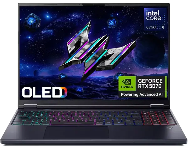 Acer Predator Helios Neo 16S AI PHN16S-71-97CK Gaming Laptop Intel Core Ultra 9 275HX, 16GB DDR5, 1TB SSD, NVIDIA RTX 5070 8GB Graphics, 16" WQXGA OLED 240Hz, Windows 11 Home, Black, 2 Year Acer Official Local Warranty