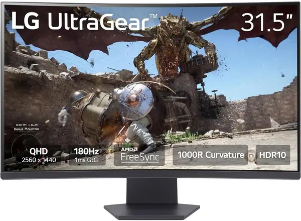 LG 32GS60QC-B UltraGear 31.5″ 180Hz VA HDR Curved Gaming Monitor