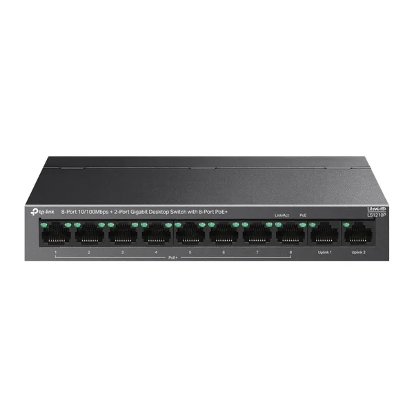 TP-Link LS1210P 8-Port 10/100Mbps+2-Port Gigabit Desktop Switch with 8-Port PoE+
