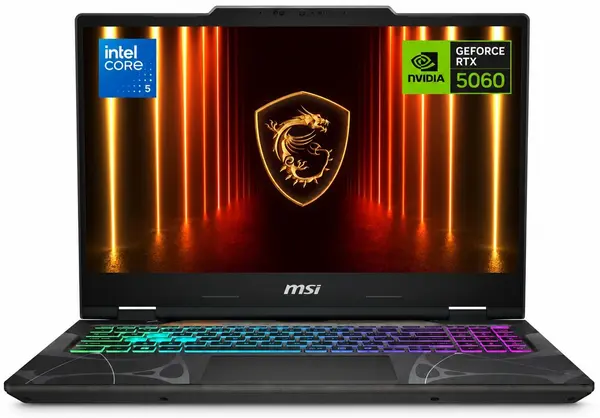 MSI Cyborg 15 B2RWFKG-295US Gaming Laptop Intel Core 5 210H, 16GB DDR5, 512GB SSD, NVIDIA RTX 5060 8GB Graphics, 15.6"FHD IPS 144Hz, Windows 11 Home, Translucent Black