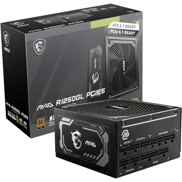 MSI MAG A1250GL PCIe5 1250W 80 Plus Gold Fully Modular Gaming Power Supply