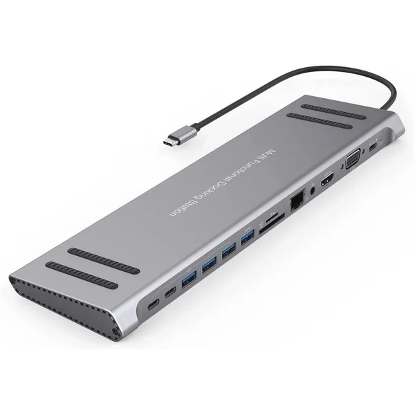 ONTEN 9199A 13 in 1 USB Type C Hub, HDMI 4K, VGA, Gigabit LAN, USB C, USB 3.0, Audio, SD Card Reader