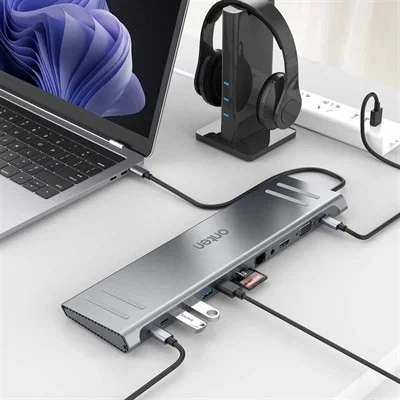 ONTEN 9199A 13 in 1 USB Type C Hub, HDMI 4K, VGA, Gigabit LAN, USB C, USB 3.0, Audio, SD Card Reader