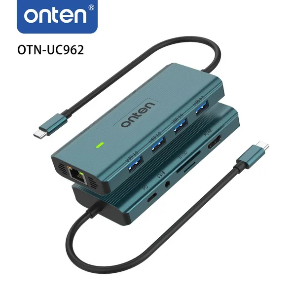 ONTEN UC962 10 in 1 USB Type C Hub, HDMI 4K, Gigabit LAN, USB 3.0, Audio, Type C PD, SD TF Card Reader
