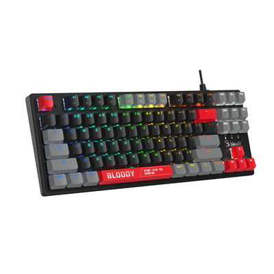 A4Tech Bloody S310N RGB BLMS Mechanical Gaming Keyboard - BLMS Red Plus Switch - Hot Swappable - Quiet Typing - 1000 Hz Report Rate - Energy Red/ Energy White