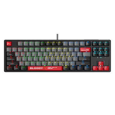 A4Tech Bloody S87 TenKeyLess RGB Mechanical Switch Hot Swappable Gaming Keyboard 75% (87 Keys) Compact Style (BLMS Red Plus Switch: Linear, Light & Smooth) -  Energy Red/Energy White