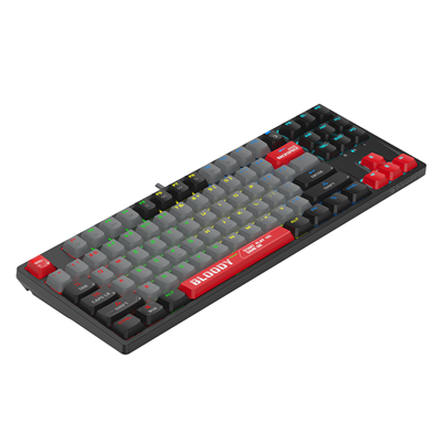 A4Tech Bloody S87 TenKeyLess RGB Mechanical Switch Hot Swappable Gaming Keyboard 75% (87 Keys) Compact Style (BLMS Red Plus Switch: Linear, Light & Smooth) -  Energy Red/Energy White