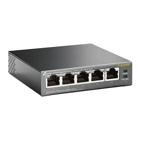 TP-Link TL‑SG1005P 5‑Port Gigabit Desktop Switch (4 × PoE+)