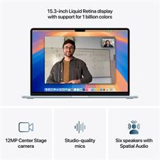 Apple Macbook Air 15" MC7C4 Laptop Apple M4 Chip, 10 core CPU, 10 core GPU, 16GB Ram, 512GB SSD, 15.3" Liquid Retina display, mac OS, Sky Blue
