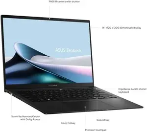 ASUS Zenbook 14 Laptop, AMD Ryzen AI 7 445, 16GB DDR5, 1TB SSD, AMD Radeon Graphics, 14” WUXGA OLED Touch Screen, Copilot+ PC, Windows 11 Home, Jade Black