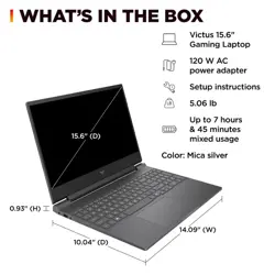 HP Victus 15-FB3093DX Gaming Laptop AMD Ryzen 7-7445HS, 16GB DDR5, 512GB SSD, NVIDIA RTX 4050 6GB Graphics, 15.6" FHD IPS 144Hz, Windows 11 Home, Mica Silver