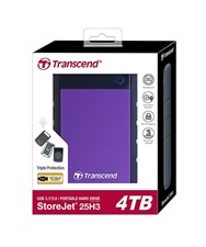 Transcend StoreJet® 25H3 4TB USB 3.0 Portable Hard Drive - Purple & Blue