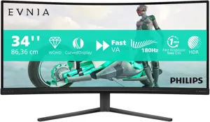 Philips 34M2C3500L 34" Fast VA WQHD 180Hz Curved Gaming Monitor