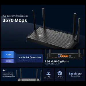 TP-Link Archer BE230 BE3600 Dual‑Band Wi‑Fi 7 Router