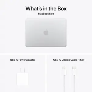 Apple Macbook Neo 13" MHFC4 Apple A18 Pro Chip, 6 core CPU & 5 core GPU, 8GB Memory, 512GB SSD, 13" Liquid Retina display, mac OS, Silver