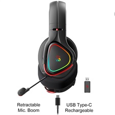 A4tech Bloody MR710 Bluetooth v5.3 + 2.4Ghz Wireless + Wired Multi-Mode RGB Gaming Headphones Compatible with PC/Tablet/Mobile/Android/MAC/PS4,5/Xbox/Switch