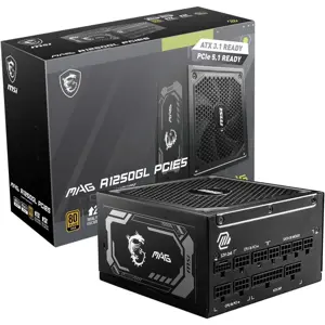 MSI MAG A1250GL PCIe5 1250W 80 Plus Gold Fully Modular Gaming Power Supply