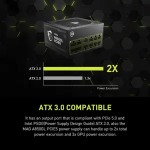 MSI MAG A850GL PCIe5 850W 80 PLUS Gold Fully Modular Power Supply
