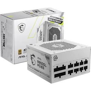 MSI MAG A850GL PCIe5 850W 80 PLUS Gold Fully Modular Power Supply — White