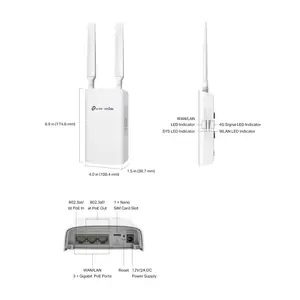 TP-Link Omada ER703WP-4G Outdoor 4G+ Cat6 Ax3000 Wi-Fi 6 Indoor / Outdoor Gateway