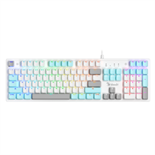 A4Tech Bloody S520N Mechanical Switch RGB Gaming Keyboard - BLMS Red Plus Switch - Hot-Swappable - 10 Preset RGB Effects - 1000Hz Report Rate - Double-Shot Injection Keycaps - Fire Black/Pudding Black/Icy White