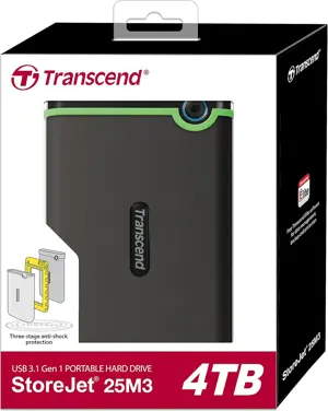 Transcend StoreJet 25M3 4TB USB 3.1 Portable Hard Drive