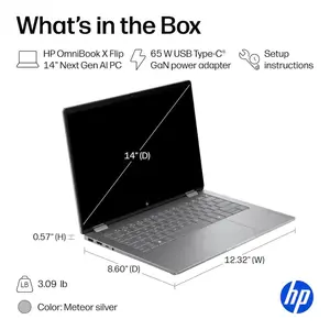 HP Omnibook X Flip 2 in 1 14-KB0023DX Intel Core Ultra 7 355, 16GB DDR5, 1TB SSD, Intel Graphics, 14" 2K UWVA OLED Touch Screen, Windows 11 Home