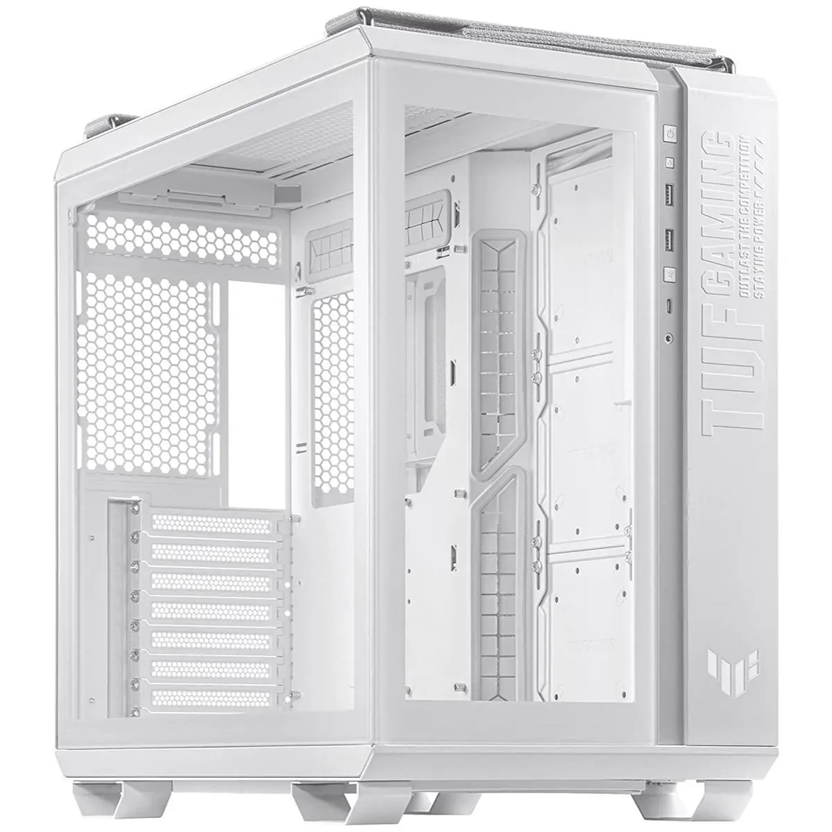 ASUS TUF Gaming GT502 Case (White) – ATX Mid‑Tower, Tempered Glass, Dual‑Chamber Design