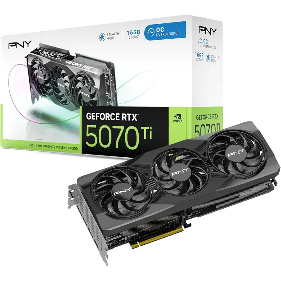 PNY NVIDIA GeForce RTX 5070 Ti OC Triple Fan 16GB GDDR7 Graphics Card