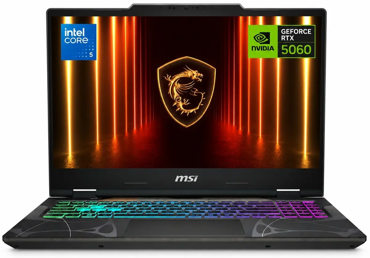 MSI Cyborg 15 B2RWFKG-295US Gaming Laptop Intel Core 5 210H, 16GB DDR5, 512GB SSD, NVIDIA RTX 5060 8GB Graphics, 15.6"FHD IPS 144Hz, Windows 11 Home, Translucent Black