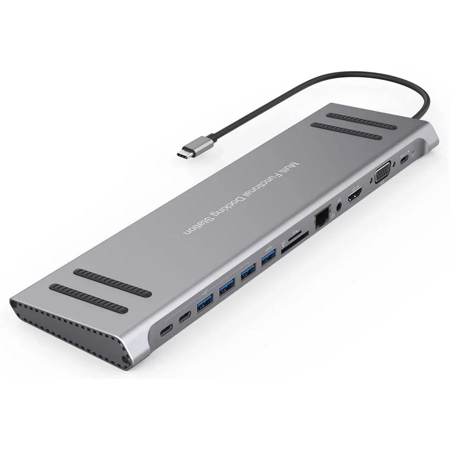 ONTEN 9199A 13 in 1 USB Type C Hub, HDMI 4K, VGA, Gigabit LAN, USB C, USB 3.0, Audio, SD Card Reader
