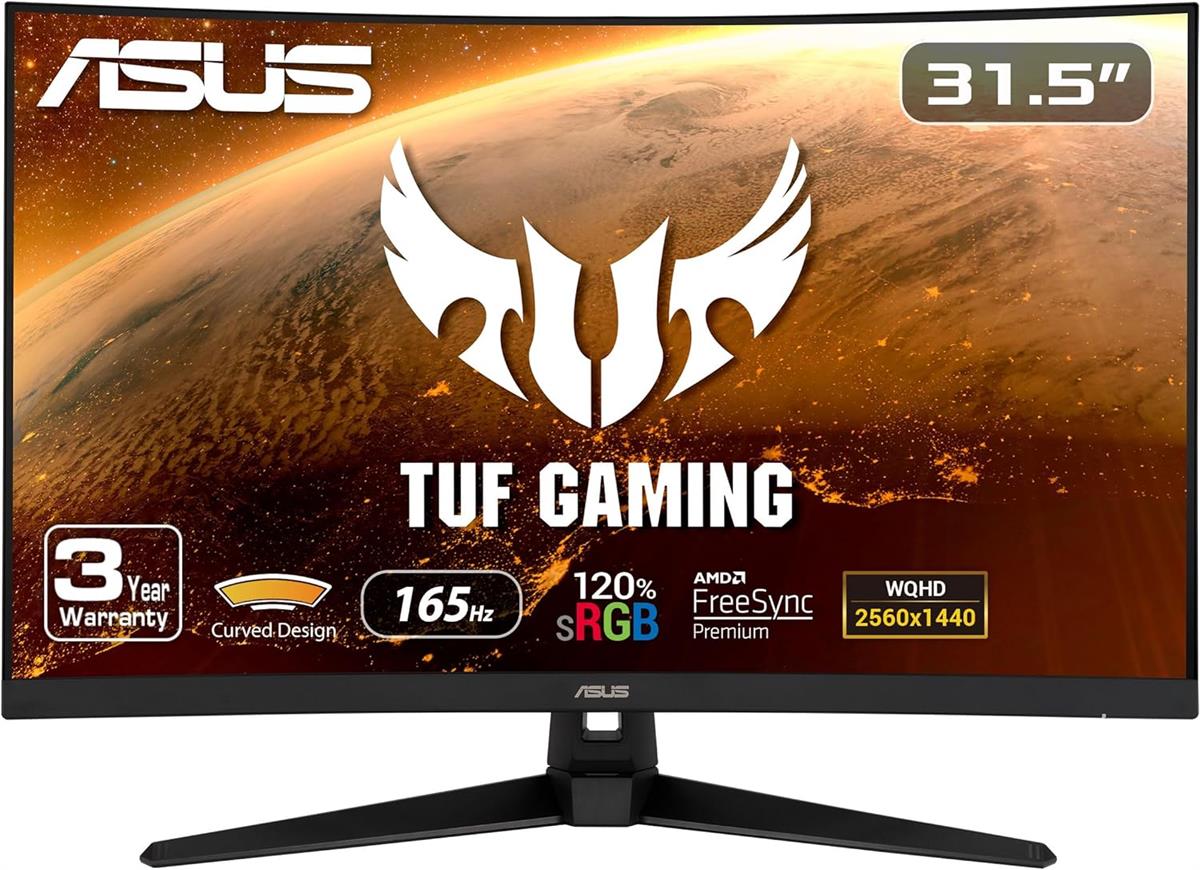 ASUS TUF Gaming VG32VQ1B Curved Gaming Monitor – 31.5 inch WQHD (2560x1440), 165Hz, 1ms (MPRT)