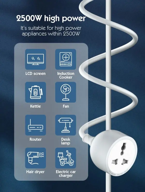 LDNIO SC1017 2500W Extension Cord with Universal Power Socket – 5 Meter, White, EU Plug