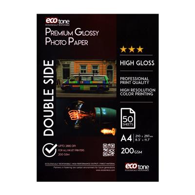 A4 Ecotone Premium Glossy Photo Paper 50 sheets 200gm (Double Side)