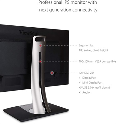 ViewSonic VP3268- 32-Inch Premium IPS 4K 100% sRGB Professional Monitor