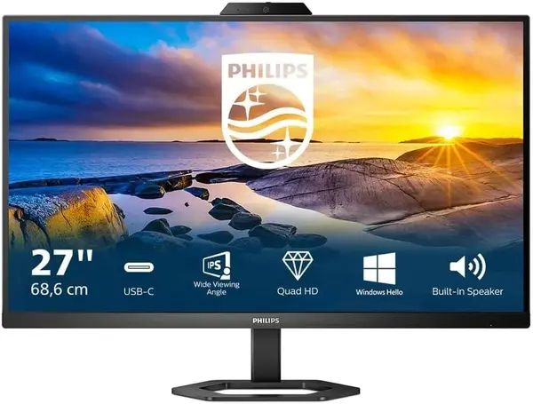 Philips 27E1N5600HE 27" IPS QHD (2560x1440) Monitor with 5MP Webcam & USB-C